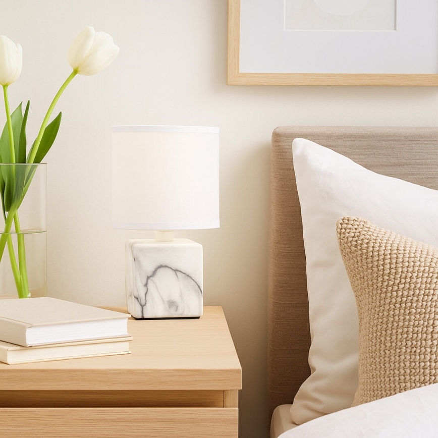 Rabalux - Επιτραπέζιο φωτιστικό 1xE14/40W/230V λευκό/σχέδιο μαρμάρου