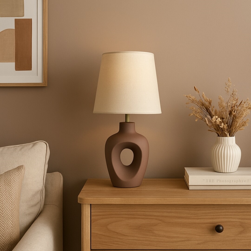 Rabalux - Επιτραπέζιο φωτιστικό 1xE14/25W/230V καφέ/κρεμ