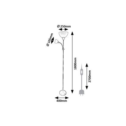 Rabalux - Επιδαπέδιο φωτιστικό 1xE27/60W/230V + 1xE14/25W μαύρο