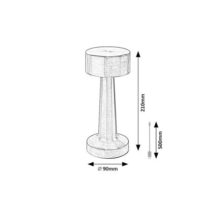 Rabalux - Επαναφορτιζόμενη επιτραπέζια λάμπα LED με αφής LED/2,7W/5V 1200mAh 3000/4000/6000K χρυσή