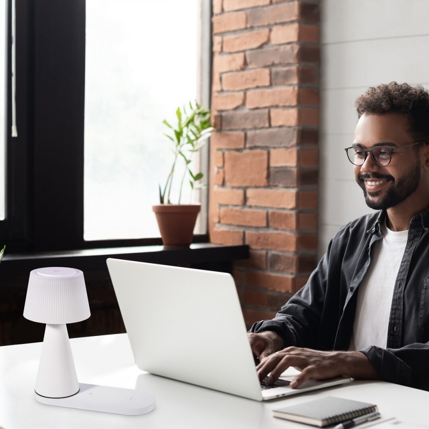 Rabalux - LED Dimmable επαναφορτιζόμενο επιτραπέζιο φωτιστικό	 με ασύρματη φόρτιση LED/5W/5V 3000/4000/5000K