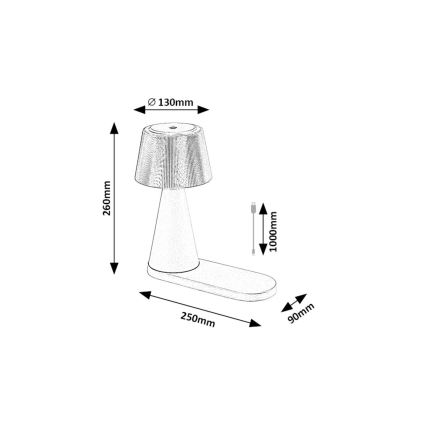 Rabalux - LED Dimmable επαναφορτιζόμενο επιτραπέζιο φωτιστικό	 με ασύρματη φόρτιση LED/5W/5V 3000/4000/5000K