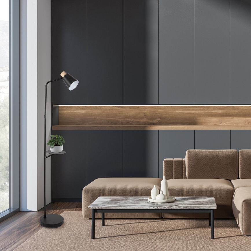 Rabalux - Επιδαπέδια λάμπα με ράφι 1xE27/40W/230V μαύρο