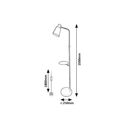 Rabalux - Επιδαπέδια λάμπα με ράφι 1xE27/40W/230V μαύρο