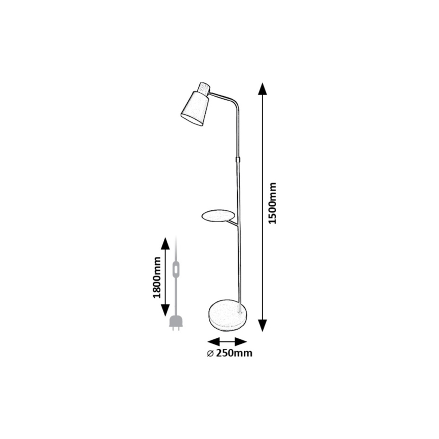 Rabalux - Επιδαπέδια λάμπα με ράφι 1xE27/40W/230V μαύρο