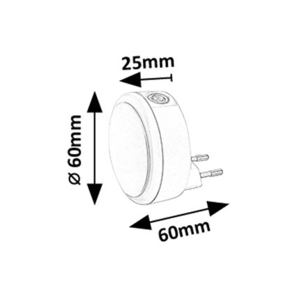Rabalux - Φωτάκι νυκτός πρίζας LED με αισθητήρα σούρουπου LED/0,3W/230V 3000K