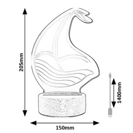 Rabalux - Παιδική επιτραπέζια λάμπα LED LED/2W/5V 3000K boat οξιά