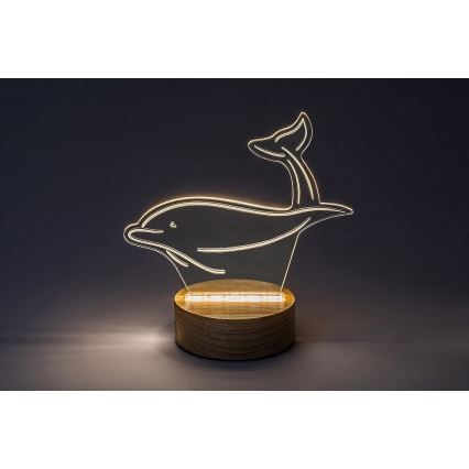Rabalux - Παιδικό επιτραπέζιο φωτιστικό LED/2W/5V 3000K δελφίνι, χρώμα οξιάς