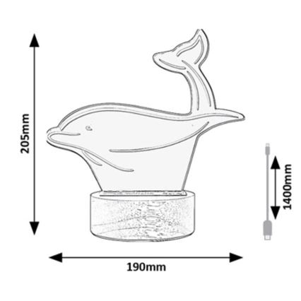 Rabalux - Παιδική επιτραπέζια λάμπα LED LED/2W/5V 3000K dolphin οξιά