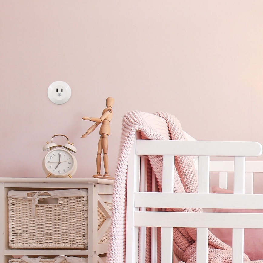 Rabalux - LED νυχτερινό φωτιστικό με αισθητήρα για πρίζα 2xUSB LED/13,9W/230V 3000K