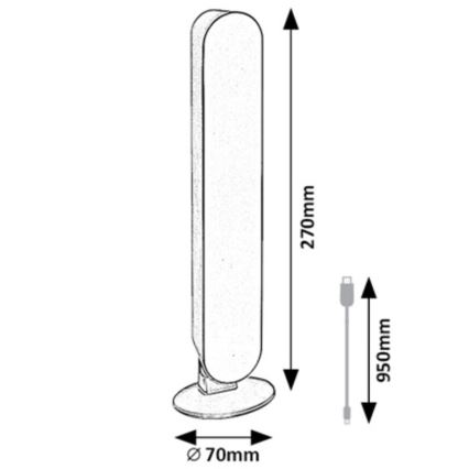 Rabalux - Ρυθμιζόμενο επιτραπέζιο φωτιστικό LED RGB LED/3W/5V μωβ + τηλεχειριστήριο