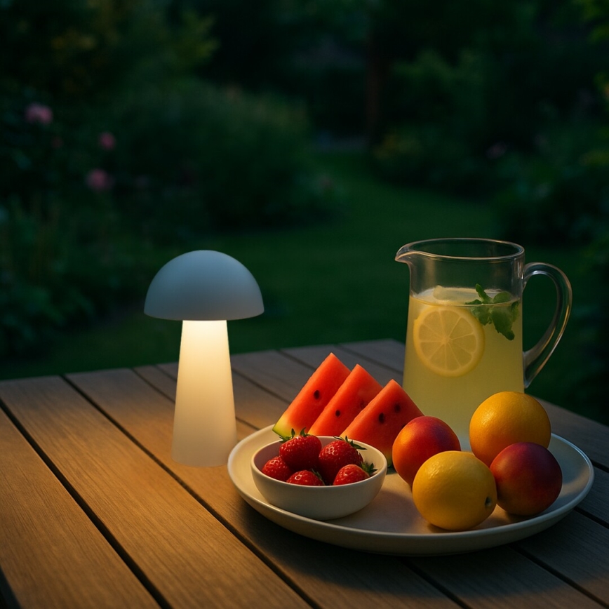 Rabalux - LED Επαναφορτιζόμενη εξωτερική λάμπα αφής με ρύθμιση φωτεινότητας LED/1,5W/5V IP44 1200 mAh USB λευκή