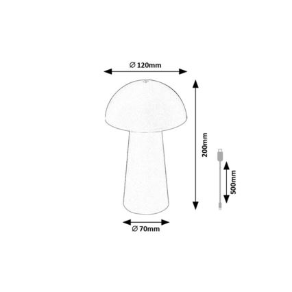 Rabalux - LED Επαναφορτιζόμενη εξωτερική λάμπα αφής με ρύθμιση φωτεινότητας LED/1,5W/5V IP44 1200 mAh USB λευκή