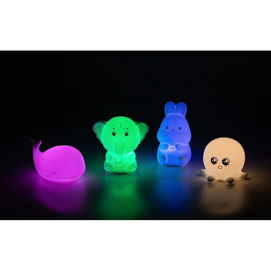Rabalux - LED RGB Νυχτερινό φωτάκι αφής LED/0,05W/1xCR2032 φάλαινα