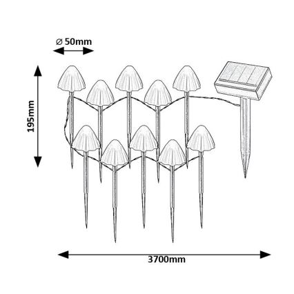 Rabalux - Ηλιακό φωτιστικό LED 10xLED/0,2W/1,2V IP44 300 mAh