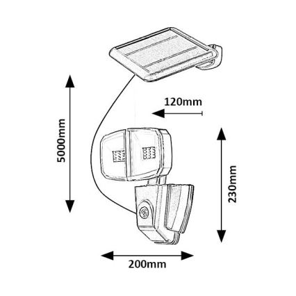 Rabalux  - Ηλιακός προβολέας LED με αισθητήρα LED/12W/3,7V IP44