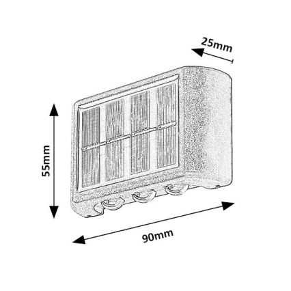 Rabalux 77024 - LED ηλιακό φωτιστικό τοίχου LED/1,2W/1,2V IP44