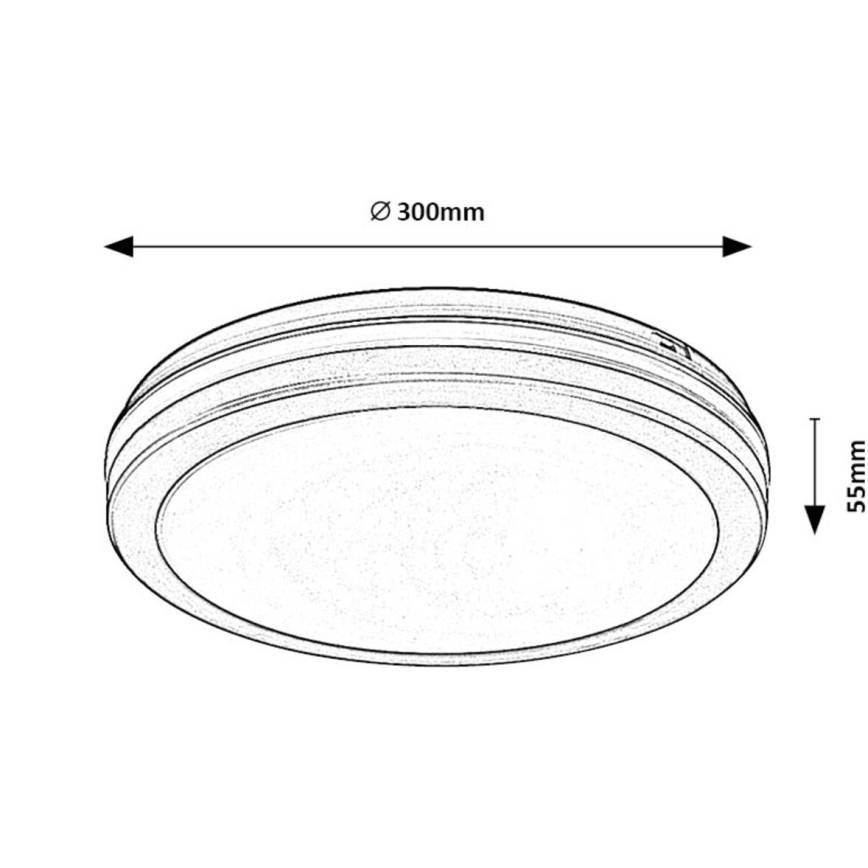 Rabalux - Φωτιστικό οροφής LED για μπάνιο, 28W, 230V, 3000/4000/6500K, IP54, μαύρο, Ø 30 cm