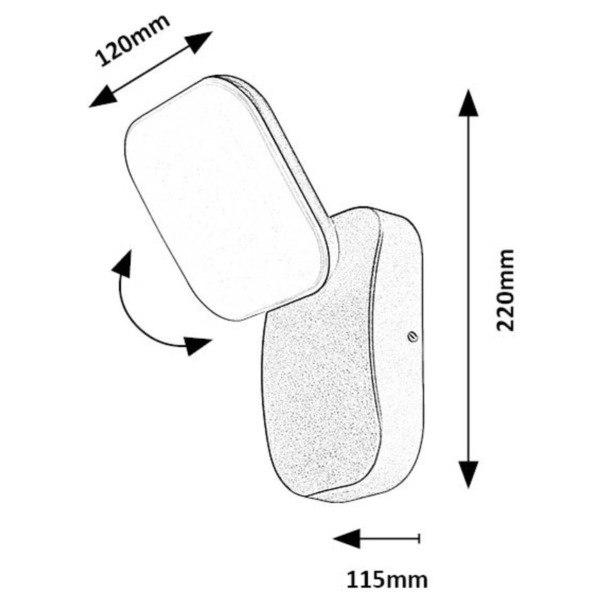 Rabalux - Φωτιστικό τοίχου LED Εξωτερικού χώρου εύκαμπτο LED/12W/230V IP44 μαύρο