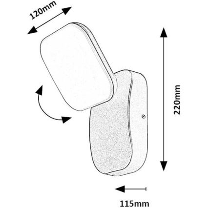 Rabalux - Φωτιστικό τοίχου LED Εξωτερικού χώρου εύκαμπτο LED/12W/230V IP44 μαύρο