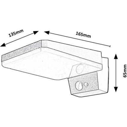 Rabalux - LED Dimming solar φωτιστικό τοίχου με ένα αισθητήρα LED/4,4W/3,7V IP54 μαύρο