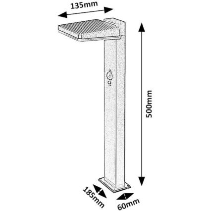 Rabalux - LED Dimmable ηλιακό φωτιστικό εξωτερικού χώρου με αισθητήρα LED/4,4W/3,7V IP54 ανθρακί