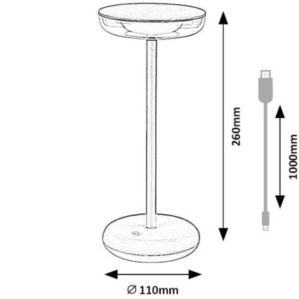 Rabalux - LED Dimmable επαναφορτιζόμενο φωτιστικό εξωτερικού χώρου LED/6W/5V IP44 1800 mAh καφέ