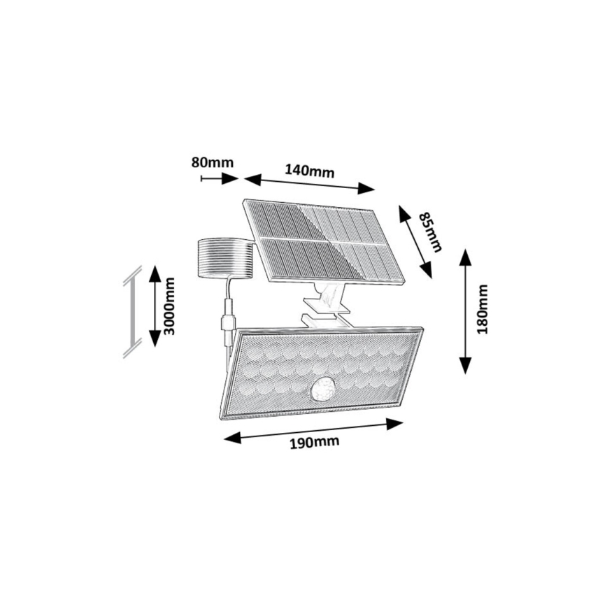Rabalux - LED Ηλιακός προβολέας με αισθητήρα LED/8W/3,7V 1800mAh IP65 + τηλεχειριστήριο