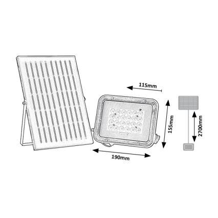 Rabalux - LED Ηλιακό Προβολέας LED/6,5W/3,2V 3000/4000/6500K 1000mAh IP65