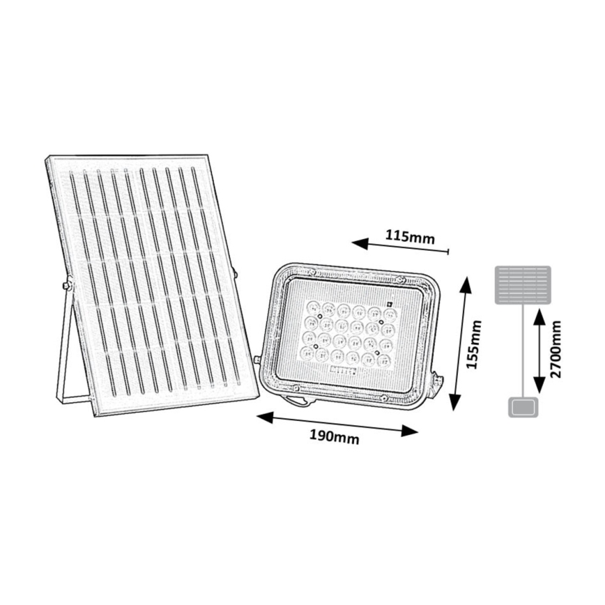 Rabalux - LED Ηλιακός προβολέας LED/6,5W/3,2V 3000/4000/6500K 1000mAh IP65