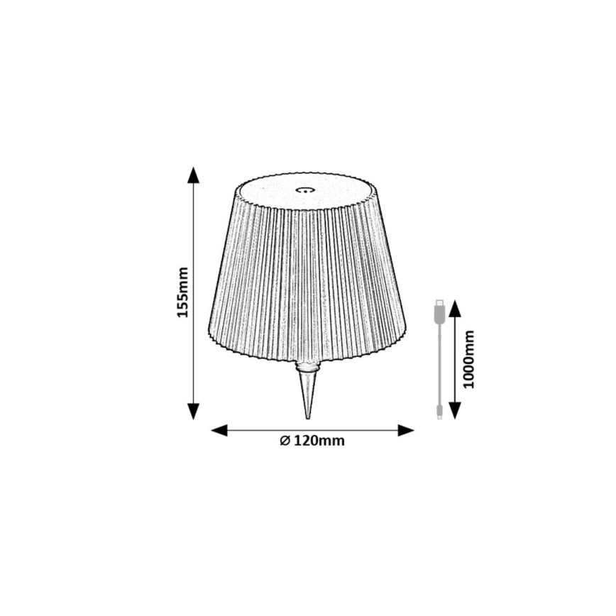 Rabalux - LED Dimming επαναφορτιζόμενο μπουκάλι αμπαζούρ LED/2W/5V IP44