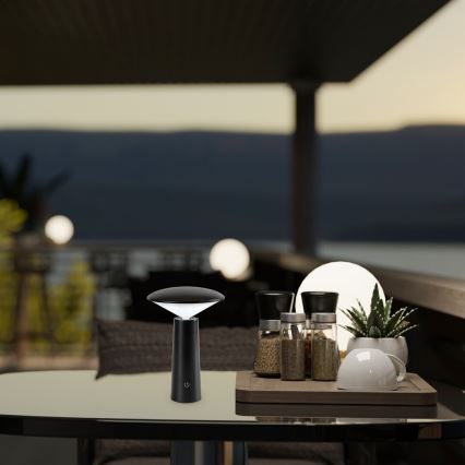 Rabalux - LED Dimmable επαναφορτιζόμενο επιτραπέζιο φωτιστικό αφής POLPERRO LED/3W/3,7V 1200mAh μαύρο