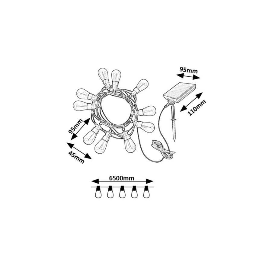 Rabalux - Ηλιακά λαμπάκια LED LED/3,6W/3,7V 6,5 m 1200mAh IP44