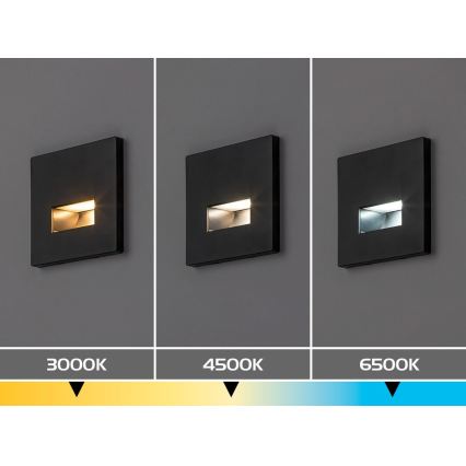 Rabalux - LED φωτιστικό σκάλας LED/1W/230V 3000/4500/6500K μαύρο