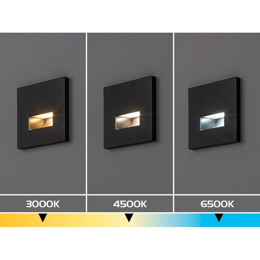 Rabalux - LED φωτιστικό σκάλας LED/1W/230V 3000/4500/6500K μαύρο