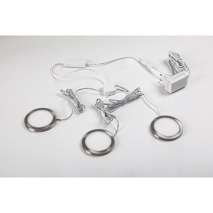 Rabalux - Σετ 3x LED ρυθμιζόμενα φωτιστικά για ντουλάπια LED/1W/230V 4000K