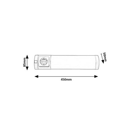 Rabalux - Σποτ ντουλαπιού κουζίνας με συρτάρι LED/5W/230V 4000K 45 cm ματ χρώμιο