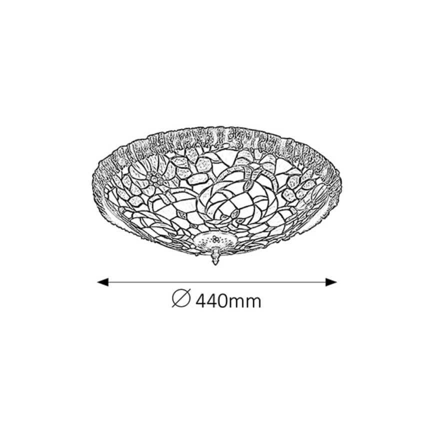 Rabalux - Φωτιστικό οροφής Tiffany με βιτρώ, 2xE27/60W/230V, Ø 44 cm