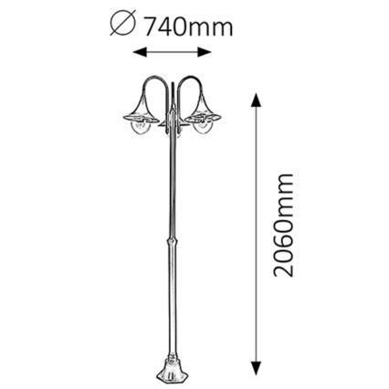Rabalux - Φωτιστικό εξωτερικού χώρου 3xE27/100W/230V IP44 206 cm