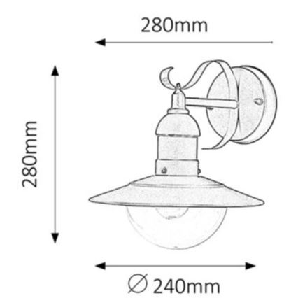 Rabalux - Φως τοίχου εξωτερικού χώρου 1xE27/60W/230V IP44