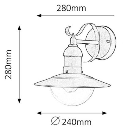 Rabalux - Φως τοίχου εξωτερικού χώρου 1xE27/60W/230V IP44