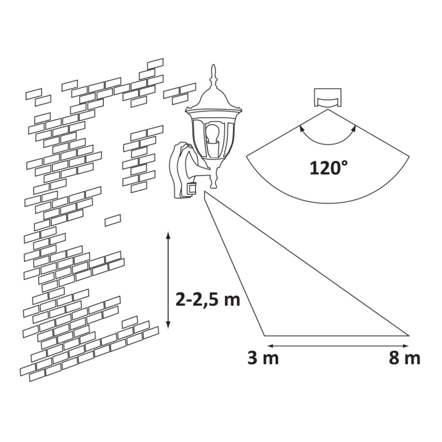 Rabalux - Φως εξωτερικού χώρου με αισθητήρα 1xE27/60W/230V