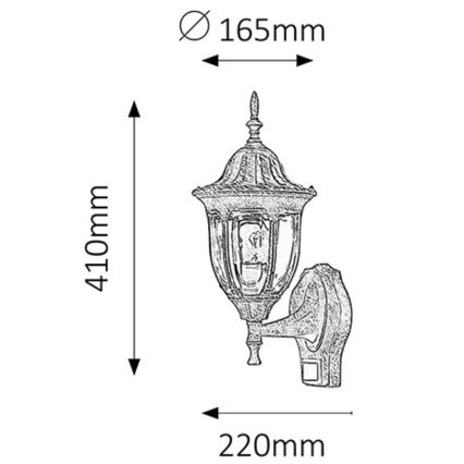 Rabalux - Φως εξωτερικού χώρου με αισθητήρα 1xE27/60W/230V