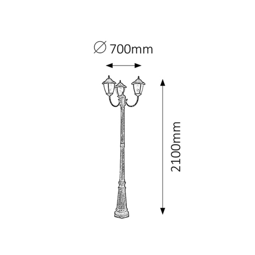 Rabalux - Λάμπα εξωτερικού χώρου 3xE27/60W/230V 210 cm