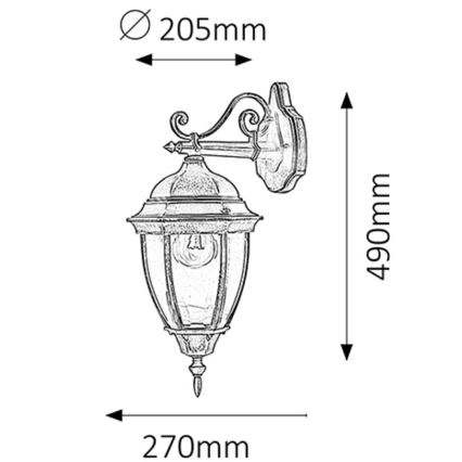 Rabalux - Φως τοίχου εξωτερικού χώρου 1xE27/100W/230V IP44