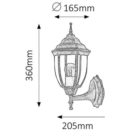 Rabalux - Φως τοίχου εξωτερικού χώρου 1xE27/60W/230V