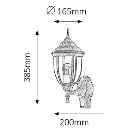 Rabalux - Φως εξωτερικού χώρου με αισθητήρα 1xE27/60W/230V