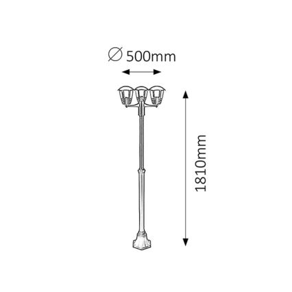 Rabalux - Φωτιστικό εξωτερικού χώρου 3xE27/60W/230V IP44 1,81 m