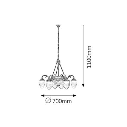 Rabalux - Πολύφωτο σε αλυσίδα 6xE14/40W+2xE27/60W