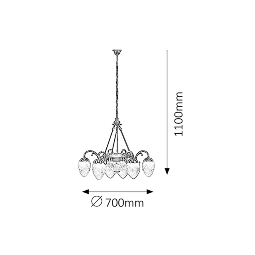Rabalux - Πολύφωτο σε αλυσίδα 6xE14/40W+2xE27/60W